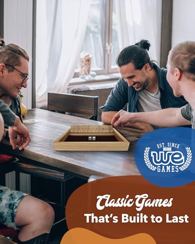 WE Games 12 Number Shut the Box Board Game- Natural Wood Box with Lid - color: Natural Wood