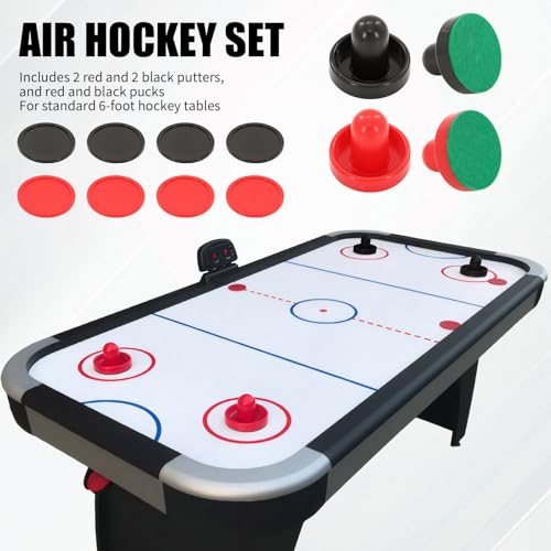 16 PCS Air Hockey Pucks and Paddles, Great Goal Handles Pushers, Air Hockey Replacement Parts for Game Tables(4 Pushers, 4 Pads, 8 Pucks)