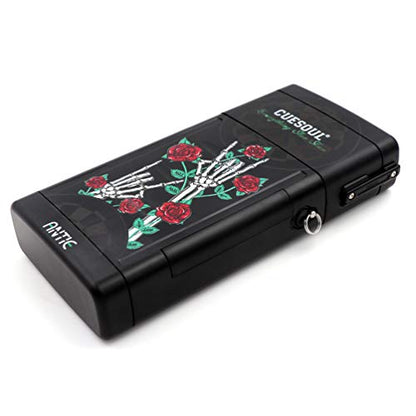 CUESOUL ANTIE Hard Dart Case, Holds 6 Steel/Soft Tip Darts & Extra Tips, Shafts & Flights, Durable Use - color: Black Jazz-Metal