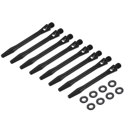 PATIKIL Aluminum Dart Shafts 2BA Thread Dart Stems Replacement Accessories with Rubber Rings for Steel Tip - color: Black, size: 45mm