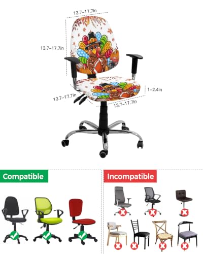 Savannan Office Chair Cover, Thanksgiving Cute Turkey Protective Stretch Elastic Universal Cover for Desk Task Chair,Computer Rotating Chair 1 Pcs Autumn Maple Leaves