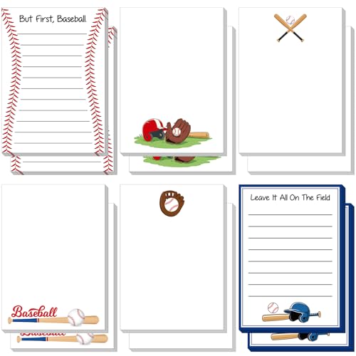Ctosree 12 Pcs Baseball Gifts Sticky Notes Memo Notepads for Notes to Do Lists for School Office Home Birthday Gifts Party Favors for Baseball Lovers & Team Rewards, 3.9x5.5 in - style: Baseball