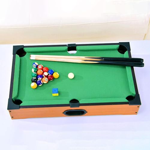 SM SunniMix Mini Tabletop Pool Set Wood Balls Cues Portable Snooker Miniature Billiard Game for Desktop Game Room Living Room Travel Kids