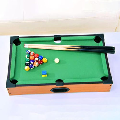 SM SunniMix Mini Tabletop Pool Set Wood Balls Cues Portable Snooker Miniature Billiard Game for Desktop Game Room Living Room Travel Kids