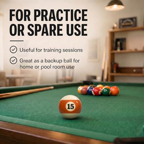 KONLLEN Single Replacement Pool Ball – 2-1/4" Regulation Size & Weight Billiard Ball Made of Phenolic Resin (Choose 1–15 or Cue Ball) - color: #15