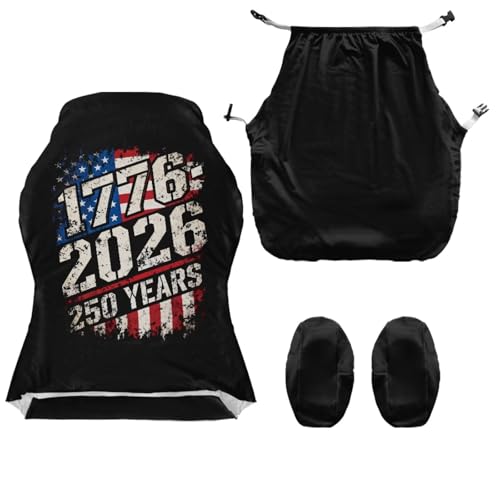 American Flag Print 4Pcs Gaming Chair Slip Cover Set United State 250th Anniversary Game Chair Cover with Armrest Covers, Universal Fit, Machine Washable - color: Black and Multi - American Flag