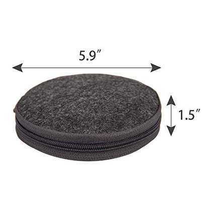 ELEZAY Small CD Case Round Felt 20 Capacity CDs Storage Wallet DVD Disc Holder Compact,Gray - color: A-Gray