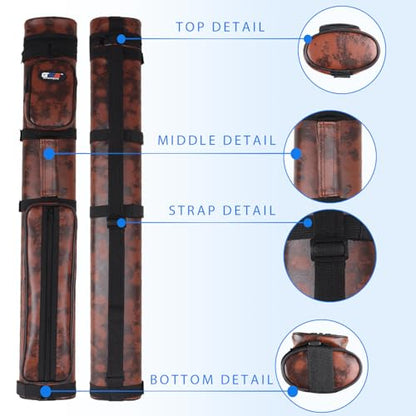 GSE Games & Sports Expert 2x2 Deluxe Hard Billiard Pool Cue Stick Carrying Case, Billiard Cue Case, Billiards Accessories (Several Colors Available) - color: Oval - Brown