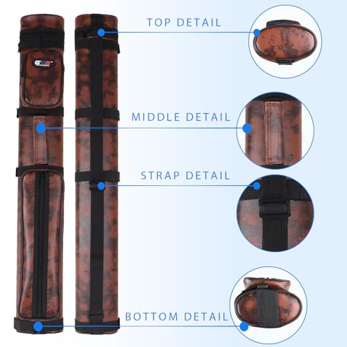 GSE Games & Sports Expert 2x2 Deluxe Hard Billiard Pool Cue Stick Carrying Case, Billiard Cue Case, Billiards Accessories (Several Colors Available) - color: Oval - Brown