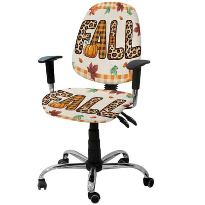 Savannan Office Chair Cover, Autumn Fall Funny Word Protective Stretch Elastic Universal Cover for Desk Task Chair,Computer Rotating Chair 1 Pcs Orange and Beige Lattice