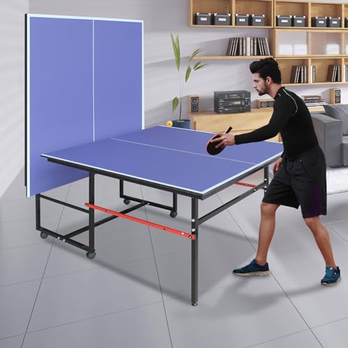 Table Tennis Table, 8 Ft Foldable & Portable Ping Pong Table Set with 2 Table Tennis Paddles, 3 Balls and Net for Indoor Outdoor Game - style: Style A