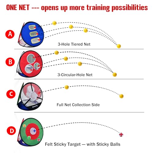 4-in-1 Pop Up Golf Chipping Net – Versatile 4-Sided Design for All Training Scenarios, Portable Indoor/Outdoor Practice Kit, Easy Setup Gift for Golfers & Beginners - size: only 1 4-in-1 Net, style: Only Golf Net