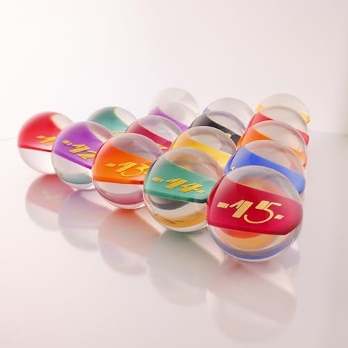 Clear Pool Billiards Balls Set by SRS - Full Set 2-1/4 in. Transparent w/Gold Print, 4.2oz, 2.25" Diam