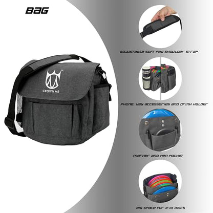 CROWN ME PDGA Aprroved Disc Golf Pro Set with Bag and 6 Discs - color: Black