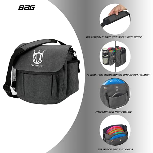 CROWN ME PDGA Aprroved Disc Golf Pro Set with Bag and 6 Discs - color: Black