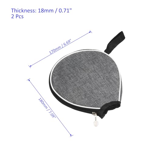 M METERXITY 2 Pack Ping Pong Paddle Cover - Table Tennis Racket Case Half Bag Apply to Storage Organize (Grey)