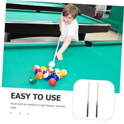KOMBIUDA 2Pcs Short Pool Cue Sticks Convenient Wood Billiard Cue for Tight Spaces Ideal for Children and Practice Hardwood Design