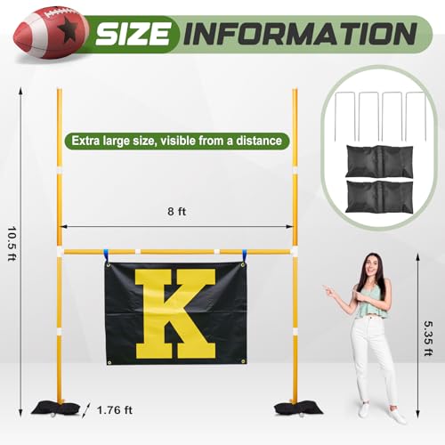 VioraWhite Jumbo Football Goal Post 10 Feet Tailgate Party Giant Field Goal Post for Outdoor Pep Rally Flag Football Graduation Parties