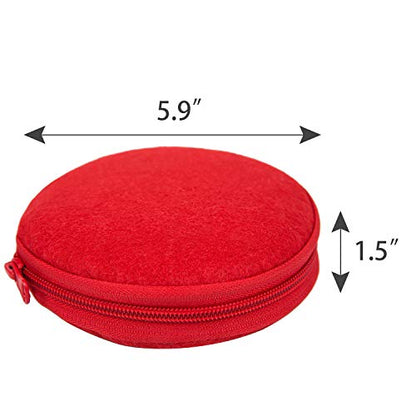 ELEZAY Small CD Case Round Felt 20 Capacity CDs Storage Wallet DVD Disc Holder Compact,Red - color: C-Red