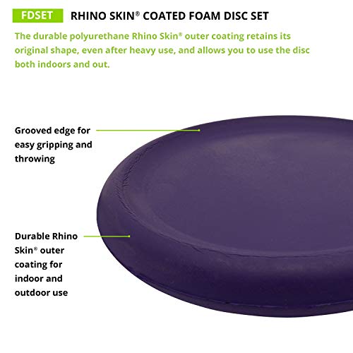 Champion Sports Rhino Skin Coated Foam Disc Set of 6 - 8.5 Inch Diameter – Red, Orange, Yellow, Green, Blue, Purple - size: 8.5 Inch Diameter