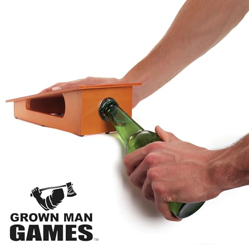 Grown Man Games Mini Tabletop Cornhole Set - Desktop Corn Hole Game with Bean Bags - Portable Indoor Toss Game for Office Desk, Bar, Travel & Party - Fun Gift for Men, Adults & Family