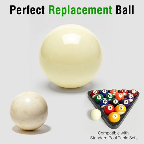 White Pool Cue Ball 2-1/4" (57mm), Professional Grade Billiard Replacement Ball, 6oz for Standard Pool Tables