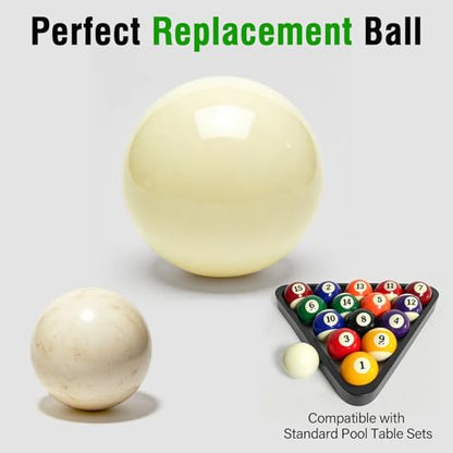 White Pool Cue Ball 2-1/4" (57mm), Professional Grade Billiard Replacement Ball, 6oz for Standard Pool Tables
