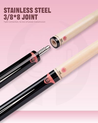 KONLLEN Maple Pool Cue Stick for Adults - Features Low Deflection Shaft, Titanium Alloy 3/8x8 Joint, and 12mm Tip - color: K-P-02