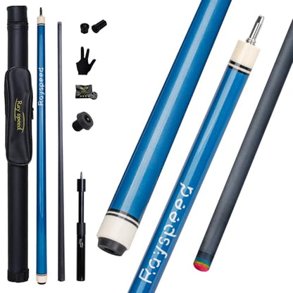 Carbon Fiber Pool Cue Stick 12.5mm Low Deflection Full Carbon Technology Pool Stick for Adults Professional Billiard Cue with Uni-loc Pin Joint - color: Blue
