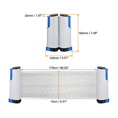 PATIKIL Retractable Ping Pong Net for Any Table Portable 6 Feet Table Tennis Net and Post Equipment Up to 2 inch for Family Game
