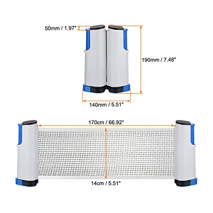PATIKIL Retractable Ping Pong Net for Any Table Portable 6 Feet Table Tennis Net and Post Equipment Up to 2 inch for Family Game