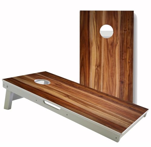 World Series of Cornhole Professional All-Weather Cornhole Boards–Regulation 2x4 PVC Cornhole Set for Outdoor Play–Tournament Grade, Weatherproof, Durable Construction w/Folding Legs & Carry Handles - color: Acacia