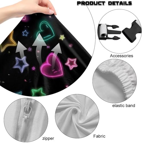 Neon Heart Love Print Set of 4 Gaming Chair Covers Slipcovers with Armrest Covers Computer Chair Cover Soft Stretch Gamer Chair Cover Cat Scratch Proof - color: Neon Heart Love