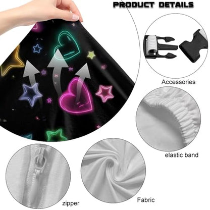 Neon Heart Love Print Set of 4 Gaming Chair Covers Slipcovers with Armrest Covers Computer Chair Cover Soft Stretch Gamer Chair Cover Cat Scratch Proof - color: Neon Heart Love