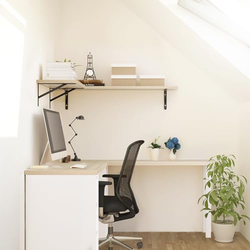 Kaboon Universal Tabletop 36"x20", Solid One-Piece Melamine Table Top, L-Desk Floating Desk DIY, Home and Office Countertop, Oak/Grey Tone - color: Oak, size: 36x20