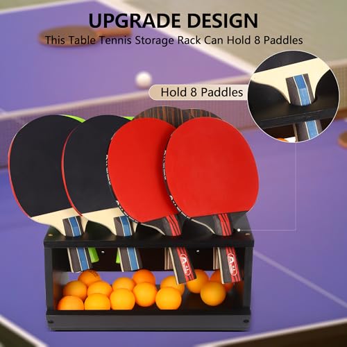 Ping Pong Paddle Holder Wall Mount & Desktop 2-in-1,Table Tennis Racket Display Organizer Holds 8 Rackets, Ping Pong Paddle Storage Rack in Game Room, Man Cave, Office, Home, Black - color: Desktop/Black