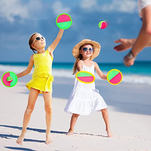 Hxezoc Toss and Catch Ball Set Catch Game Toys with 4 Paddles 6 Balls and 1 Storage Bag, Ball Sports Toys for Kids and Adults Family School Outdoor Games, Beach Playground Yard Games Supplies