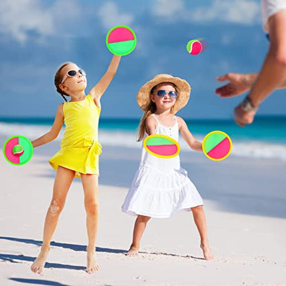 Hxezoc Toss and Catch Ball Set Catch Game Toys with 4 Paddles 6 Balls and 1 Storage Bag, Ball Sports Toys for Kids and Adults Family School Outdoor Games, Beach Playground Yard Games Supplies