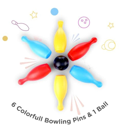 Toddler 6 Pin Bowling Set with Ball, Colorful Indoor and Outdoor Game, Ages 3+