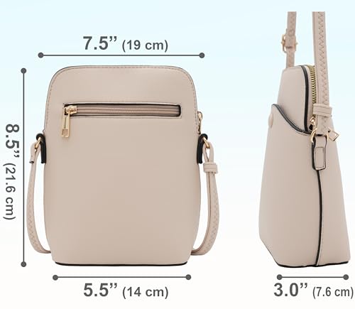 Solene Small Crossbody Bag with Gold Hardware, Mini Shoulder Purse with Adjustable Strap - color: Nude