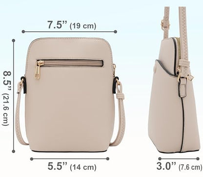 Solene Small Crossbody Bag with Gold Hardware, Mini Shoulder Purse with Adjustable Strap - color: Nude