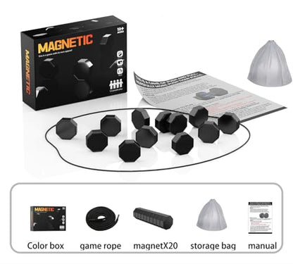New Premium Magnetic Chess Board Game | Adjustable String, Large & Powerful Magnets | Portable Chess Set for Family, Travel, Camping & Parties, Kids & Adults (Black) - color: Black