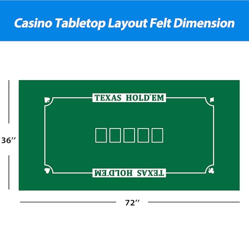 GSE Games & Sports Expert 36" x 72" Double-Sided Casino Layout Felt, Las Vegas Style Tabletop Mat for Parties, Home Entertainment, Poker Game Night - style: Blackjack&Texas Hold'em Poker