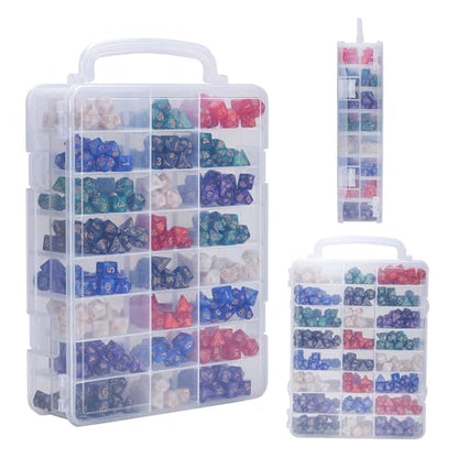 Dice Storage Case for DnD Dice with Removable Dividers Holding up to 830 Dices, Dice Case for DnD Dice with Handle Great for Dice Collectors or RPG D&D Games (Tranparent)