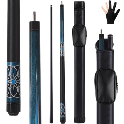 Glass Fiber Pool Cue, 2-Pieces Pool Cue Stick - 58" Professional Billiard Pool Cues Sticks, 19-20 oz Professional Pool Stick Set (with Cue Case & Glove) - color: Cue Set B