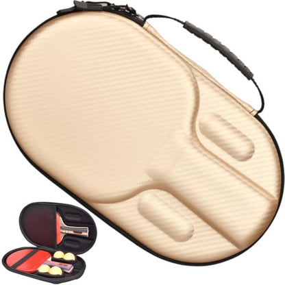 Pingpong Paddle Case Hard Shell Table Tennis Racket Case Pingpong Paddle Carry Case Pingpong Bat Cover Fit for 2 Paddles and 4 Balls - color: Champagne