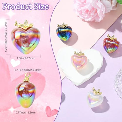 Stiesy 5 Pcs Resin 3D Heart Pendants Charms 5 Colors Rhinestone Glitter Love Heart Shape Charms Bulk for DIY Necklace Bracelet Jewelry Making - color: Heart-5pcs