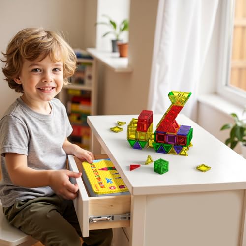112PCS Mini Magnetic Tiles for Kids, Magnetic Tiles Travel Set with Iron Box, Portable Construction Toys STEM Educational Building Set for Kids Ages 4-8 Toddlers, Boys & Girls Birthday New Year Gift - style: 112 PCS