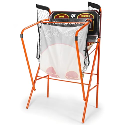 Foldable Indoor Basketball Arcade Game LED Electronic Scoring Commercial Grade Arcade Basketball with 5 Size 7 Inch Balls for 2 Players Home Play Kids Adults