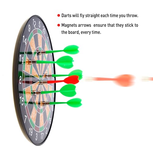 PowerTRC Magnetic Dart Board Game, Magnetic Dart Toy for Kids, Indoor - Outdoor Game Activities, Gift for Boys Girls Ages 5 6 7 8 9 10 11 12 Year Old Kids and Adults